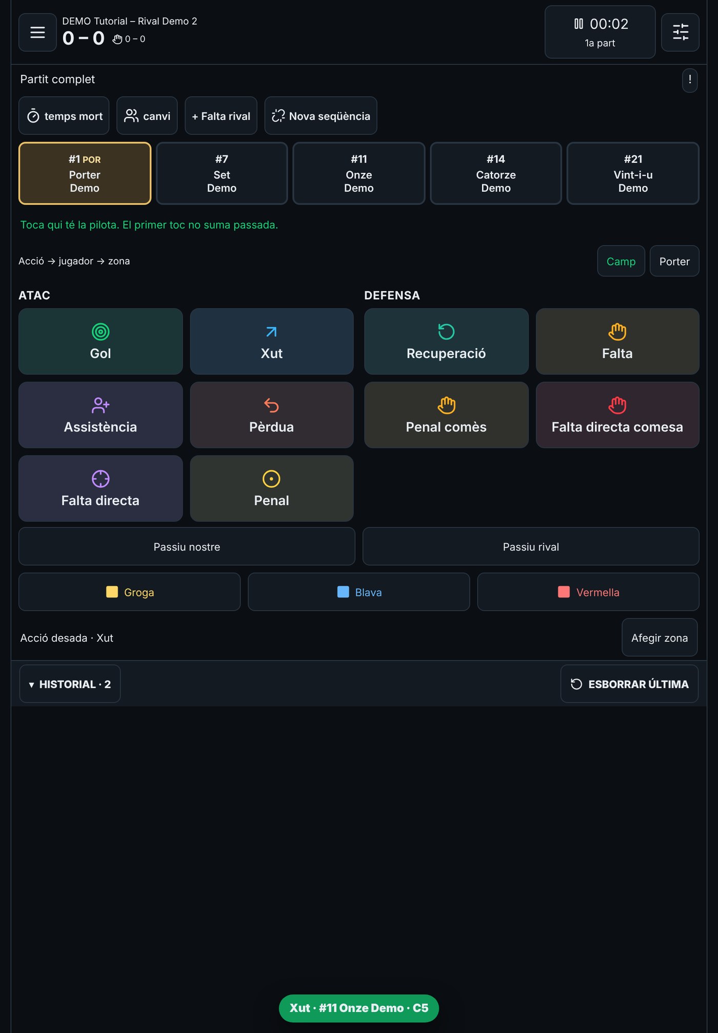 Pantalla de captura en una tauleta vertical